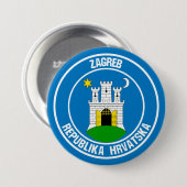 Badge Rond 7,6 Cm Emblème rond de Zagreb (Devant & derrière)