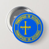 Badge Rond 7,6 Cm Emblème rond des Asturies (Devant & derrière)