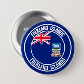 Badge Rond 7,6 Cm Emblème rond des îles Falkland (Devant & derrière)