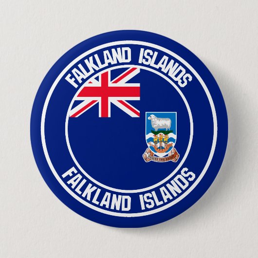 Badge Rond 7,6 Cm Emblème rond des îles Falkland (Devant)
