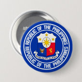 Badge Rond 7,6 Cm Emblème rond des Philippines (Devant & derrière)
