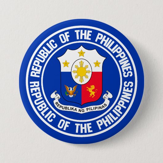 Badge Rond 7,6 Cm Emblème rond des Philippines (Devant)