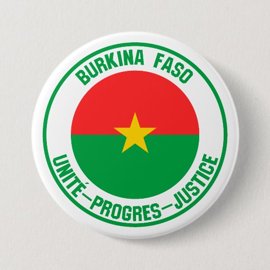 Badge Rond 7,6 Cm Emblème rond du Burkina Faso (Devant)