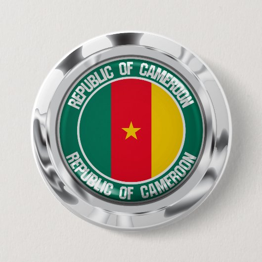 Badge Rond 7,6 Cm Emblème rond du Cameroun (Devant)