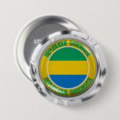 Badge Rond 7,6 Cm Emblème rond du Gabon (Devant & derrière)