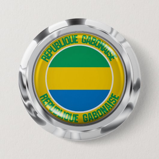 Badge Rond 7,6 Cm Emblème rond du Gabon (Devant)