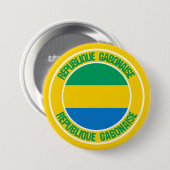 Badge Rond 7,6 Cm Emblème rond du Gabon (Devant & derrière)