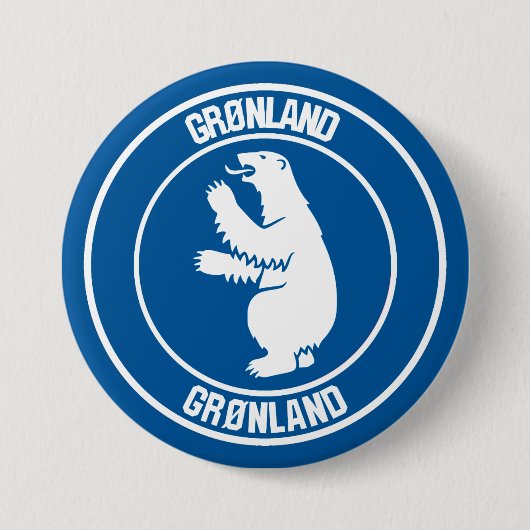 Badge Rond 7,6 Cm Emblème rond du Groenland (Devant)