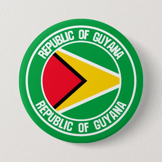Badge Rond 7,6 Cm Emblème rond du Guyana (Devant)