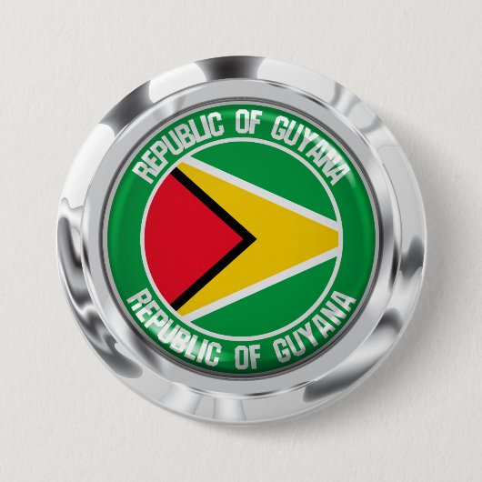 Badge Rond 7,6 Cm Emblème rond du Guyana (Devant)