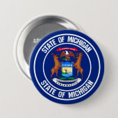 Badge Rond 7,6 Cm Emblème rond du Michigan (Devant & derrière)