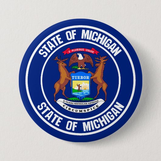 Badge Rond 7,6 Cm Emblème rond du Michigan (Devant)