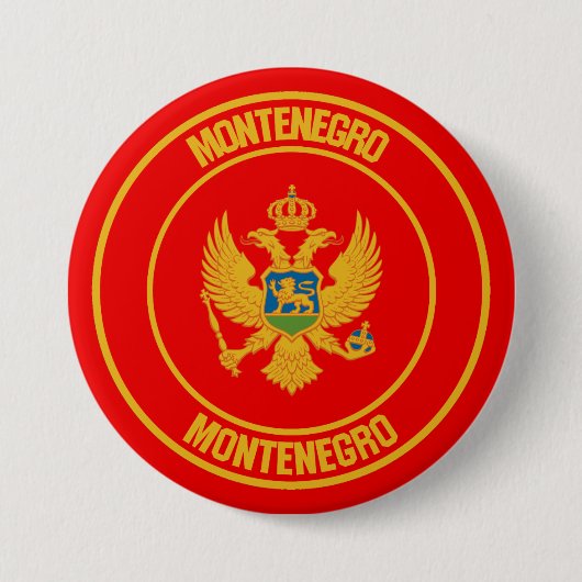 Badge Rond 7,6 Cm Emblème rond du Monténégro (Devant)