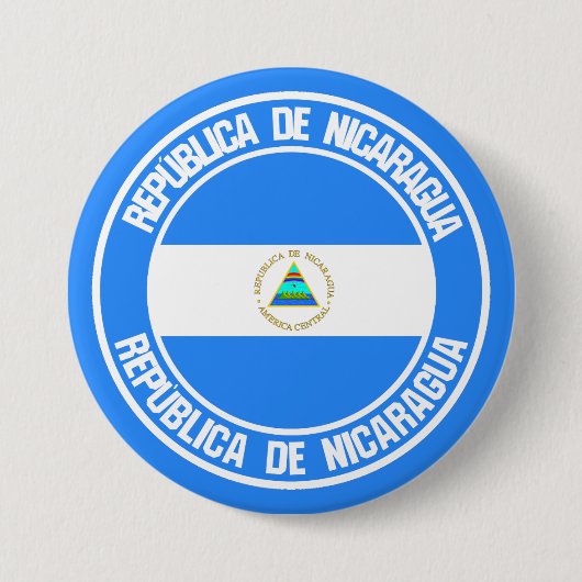 Badge Rond 7,6 Cm Emblème rond du Nicaragua (Devant)