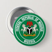 Badge Rond 7,6 Cm Emblème rond du Nigeria (Devant & derrière)