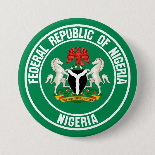 Badge Rond 7,6 Cm Emblème rond du Nigeria (Devant)