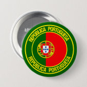 Badge Rond 7,6 Cm Emblème rond du Portugal (Devant & derrière)