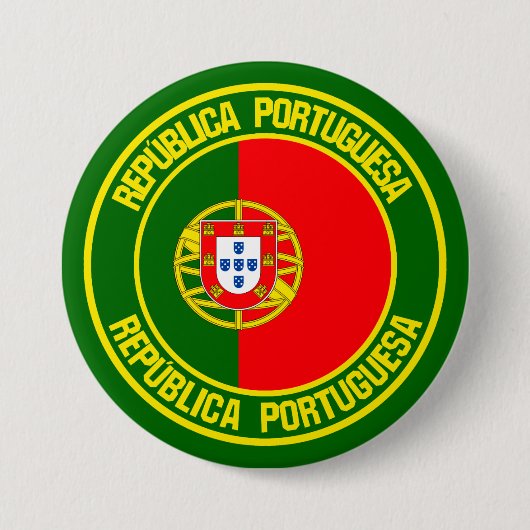 Badge Rond 7,6 Cm Emblème rond du Portugal (Devant)