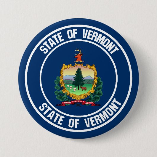 Badge Rond 7,6 Cm Emblème rond du Vermont (Devant)