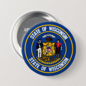 Badge Rond 7,6 Cm Emblème rond du Wisconsin (Devant & derrière)