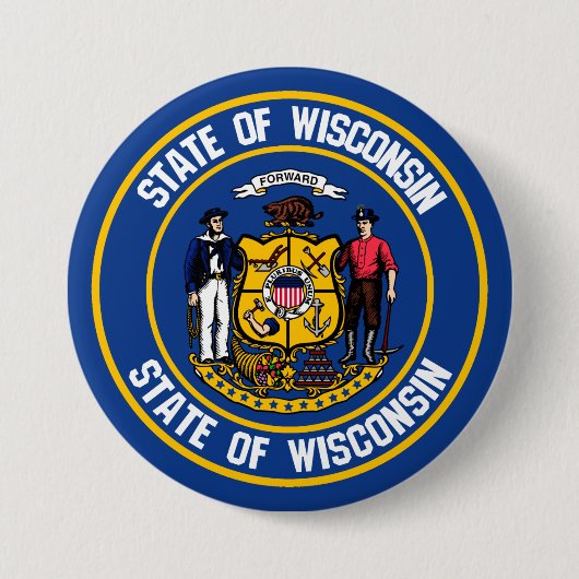 Badge Rond 7,6 Cm Emblème rond du Wisconsin (Devant)