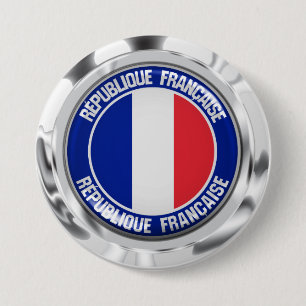 Badge Rond 7,6 Cm Emblème rond France