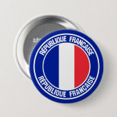 Badge Rond 7,6 Cm Emblème rond France (Devant & derrière)