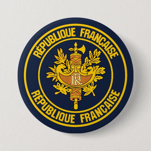 Badge Rond 7,6 Cm Emblème rond France (Devant)