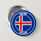 Badge Rond 7,6 Cm Emblème rond Islande (Devant & derrière)