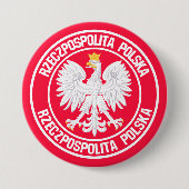 Badge Rond 7,6 Cm Emblème rond polonais (Devant)
