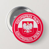Badge Rond 7,6 Cm Emblème rond polonais (Devant & derrière)