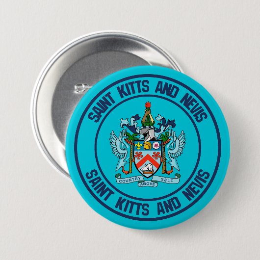 Badge Rond 7,6 Cm Emblème rond Saint-Kitts-et-Nevis (Devant & derrière)