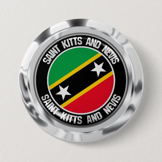 Badge Rond 7,6 Cm Emblème rond Saint-Kitts-et-Nevis (Devant)