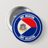 Badge Rond 7,6 Cm Emblème rond Sint Maarten (Devant & derrière)