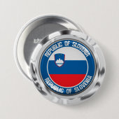 Badge Rond 7,6 Cm Emblème rond Slovénie (Devant & derrière)