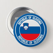 Badge Rond 7,6 Cm Emblème rond Slovénie (Devant & derrière)