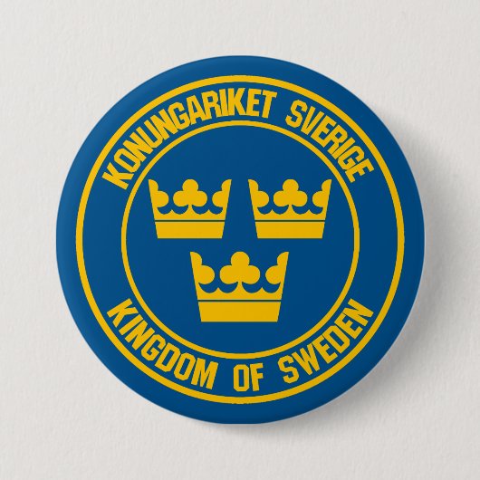 Badge Rond 7,6 Cm Emblème rond Suède (Devant)