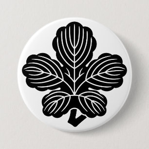 Badge Rond 7,6 Cm [Emblèmes familiaux] Feuille de Kaji déformée