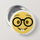 Badge Rond 7,6 Cm Emoji Nerd avec lunettes et dents de lapin (Devant & derrière)
