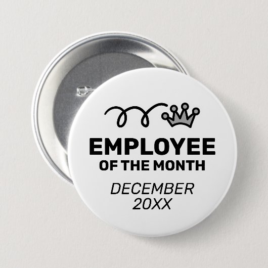 Badge Rond 7,6 Cm Employé du mois bouton avec couronne (Devant & derrière)