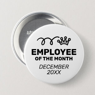 Badge Rond 7,6 Cm Employee of the month button with crown