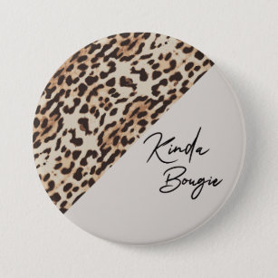 Badge Rond 7,6 Cm Empreinte Leopard Beige Kinda Bougie