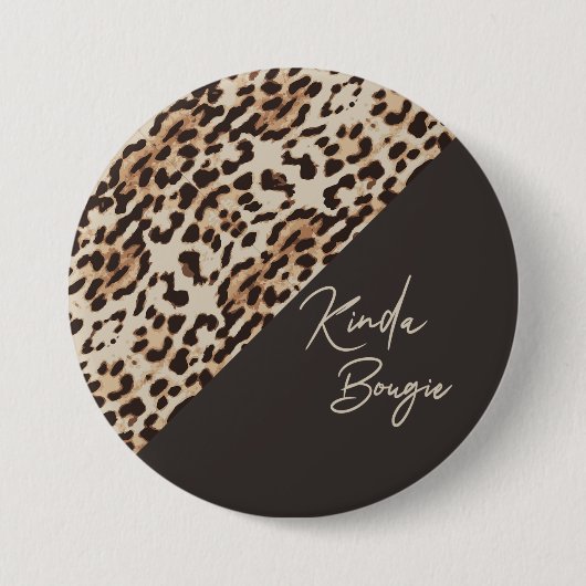 Badge Rond 7,6 Cm Empreinte Leopard Brown Kinda Bougie (Devant)