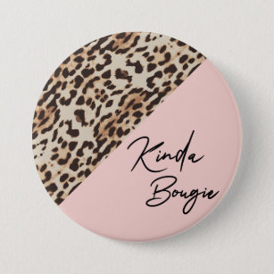 Badge Rond 7,6 Cm Empreinte Leopard rose Kinda Bougie