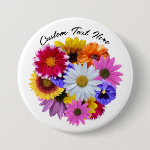 Badge Rond 7,6 Cm En fleur - Bouton rond bouquet floral