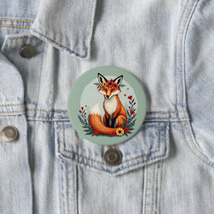 Badge Rond 7,6 Cm Enchanter Floral Fox Woodland Folk Art