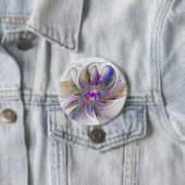 Badge Rond 7,6 Cm Energetic, Colorful Abstract Fractal Art Flower (En situation)