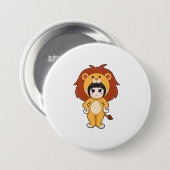 Badge Rond 7,6 Cm Enfant avec costume de lion (Devant & derrière)