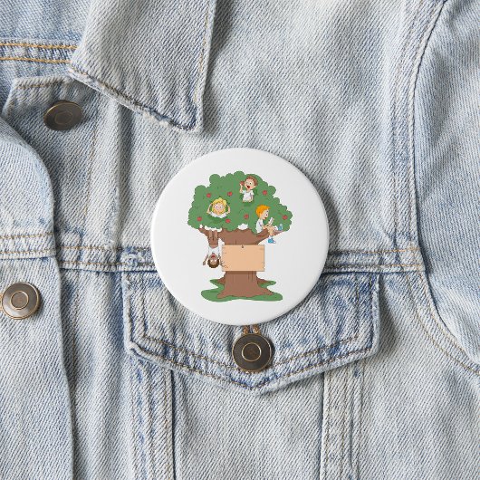 Badge Rond 7,6 Cm Enfants amusants jouant dans l'arbre Apple