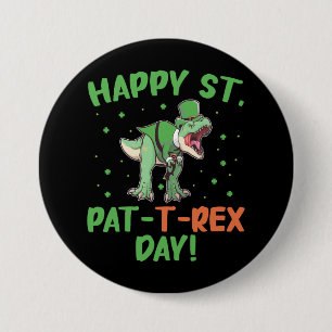 Badge Rond 7,6 Cm Enfants Heureux St Pat Trex Jour Dino St Patricks 